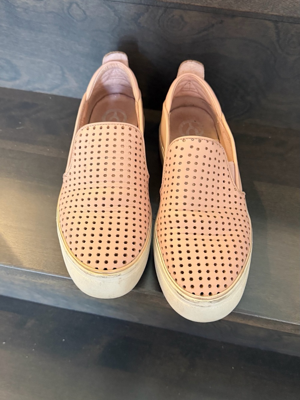 Perforated Slip-On Flats in Pale Pink